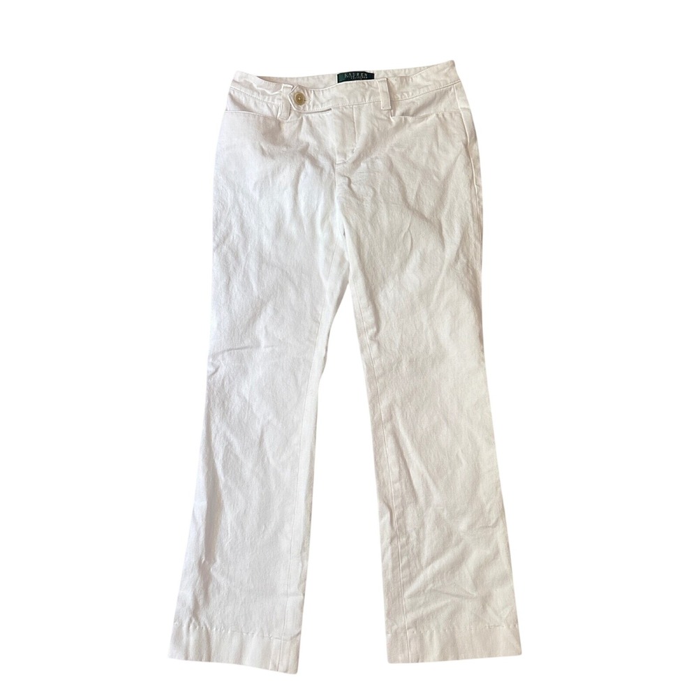 Lauren Ralph Lauren Adelle Pants Women White Straight Leg Stretch SIZE 2P